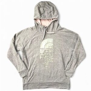 The North Face Gray Hoodie Logo Pullover Sweatshirt Sweater Womens XXL 2XL